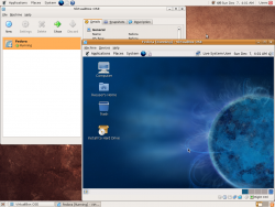 Un invité Fedora 12 fonctionnant au-dessus d'un système hôte Ubuntu 8.10 grâce à l'hyperviseur VirtualBox